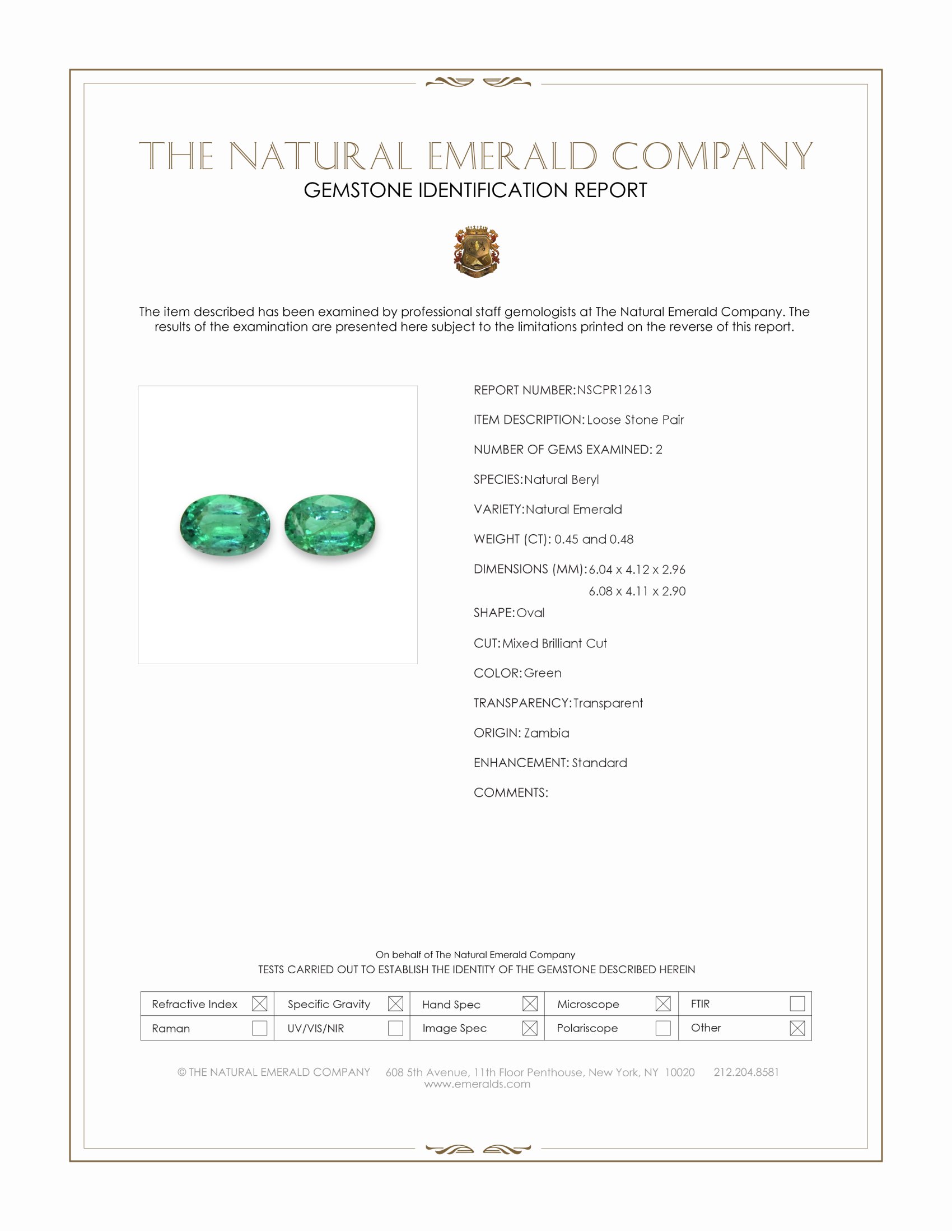 0.93 Ct.Tw. Emerald Pair from Zambia