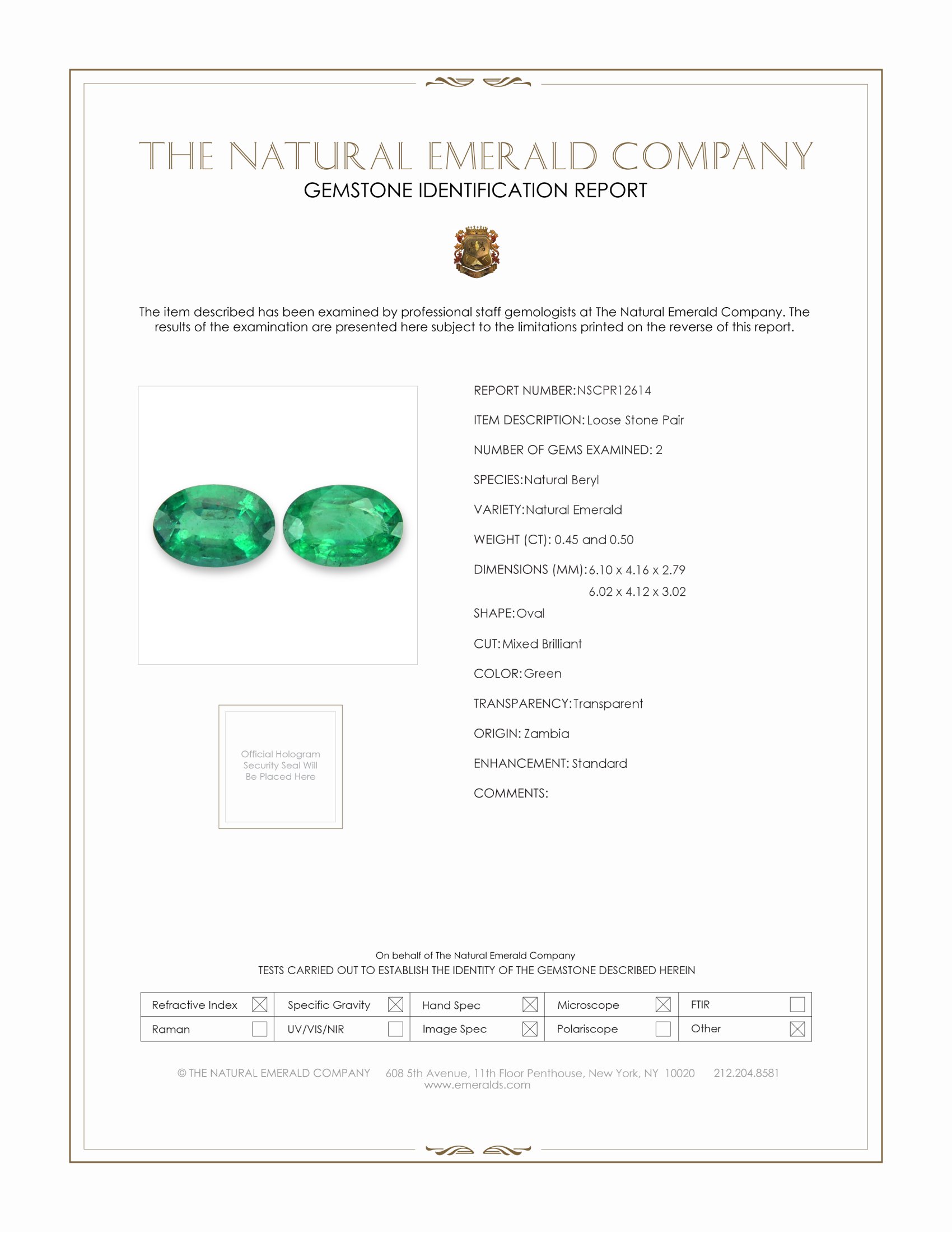 0.95 Ct.Tw. Emerald Pair from Zambia