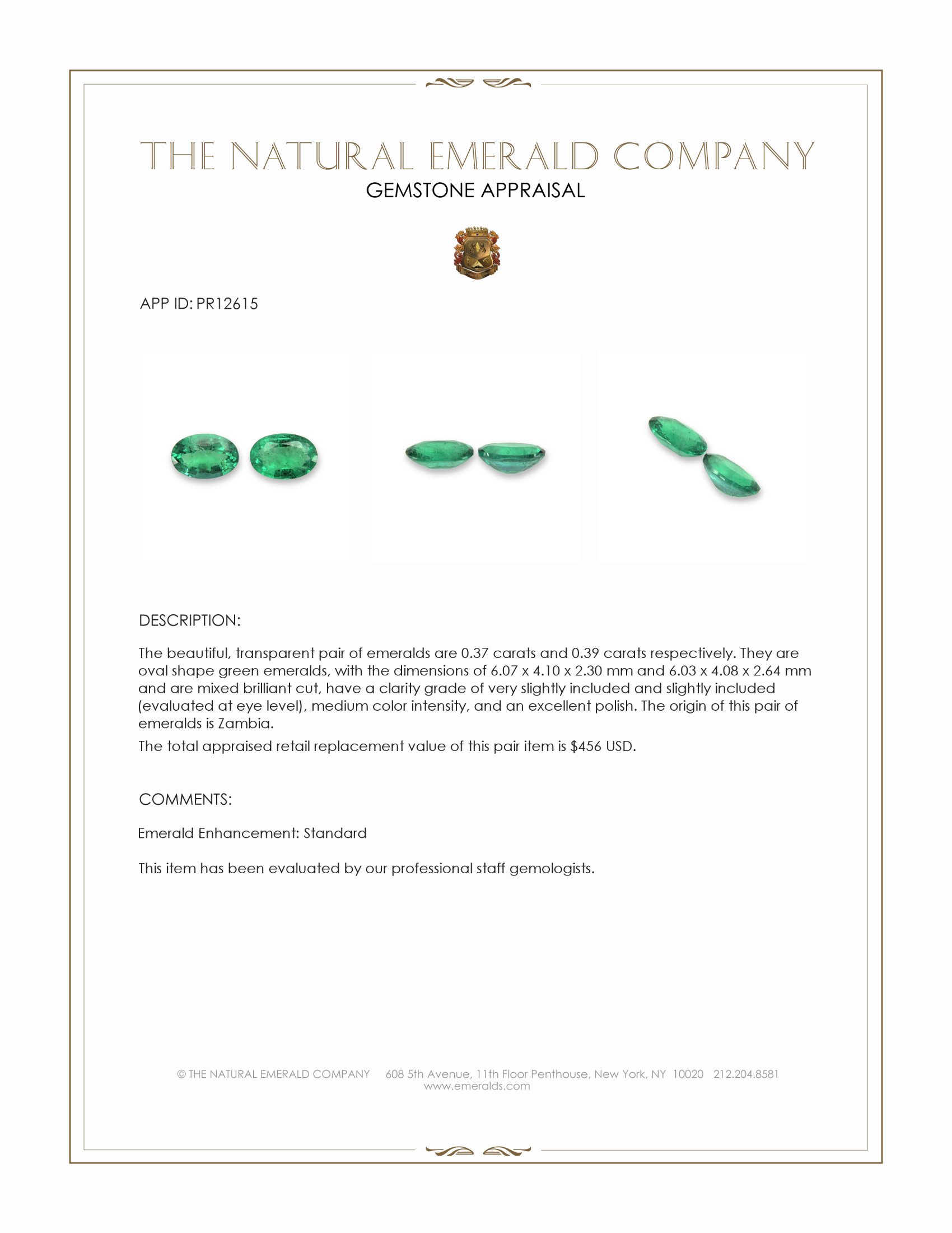 0.76 Ct.Tw. Emerald Pair from Zambia