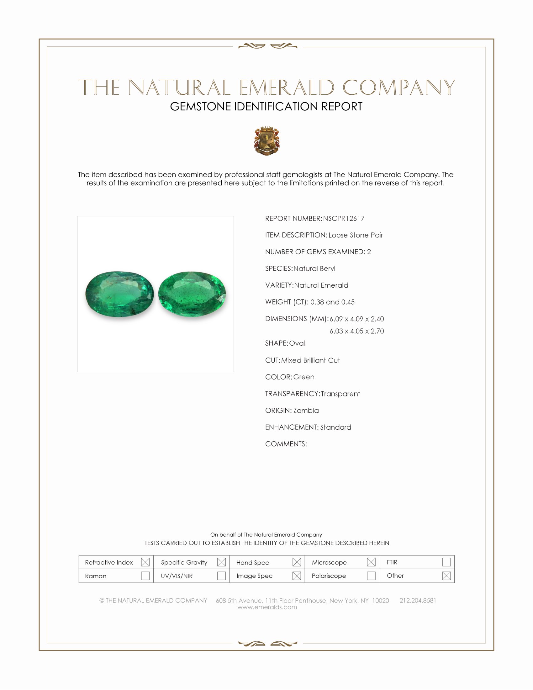 0.83 Ct.Tw. Emerald Pair from Zambia