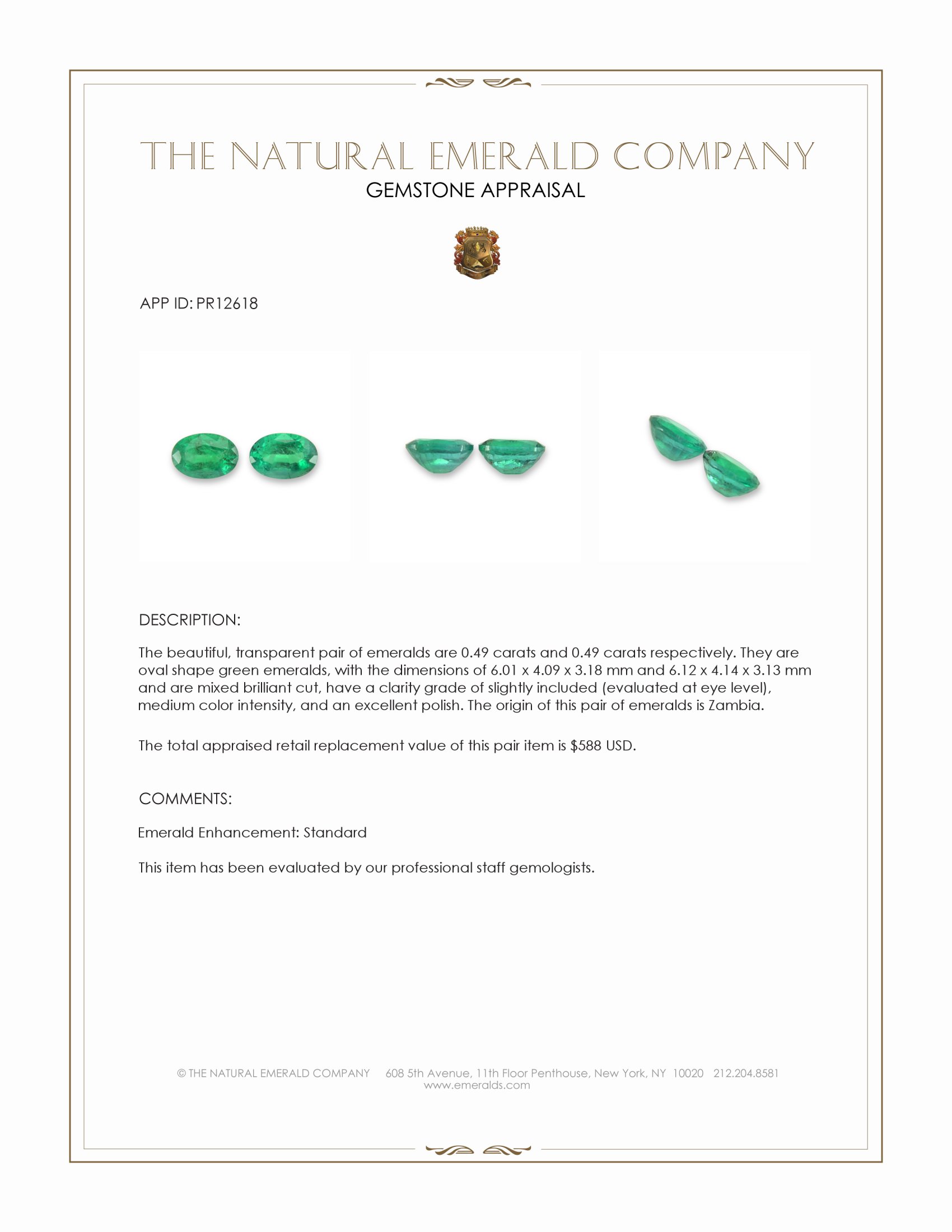 0.98 Ct.Tw. Emerald Pair from Zambia