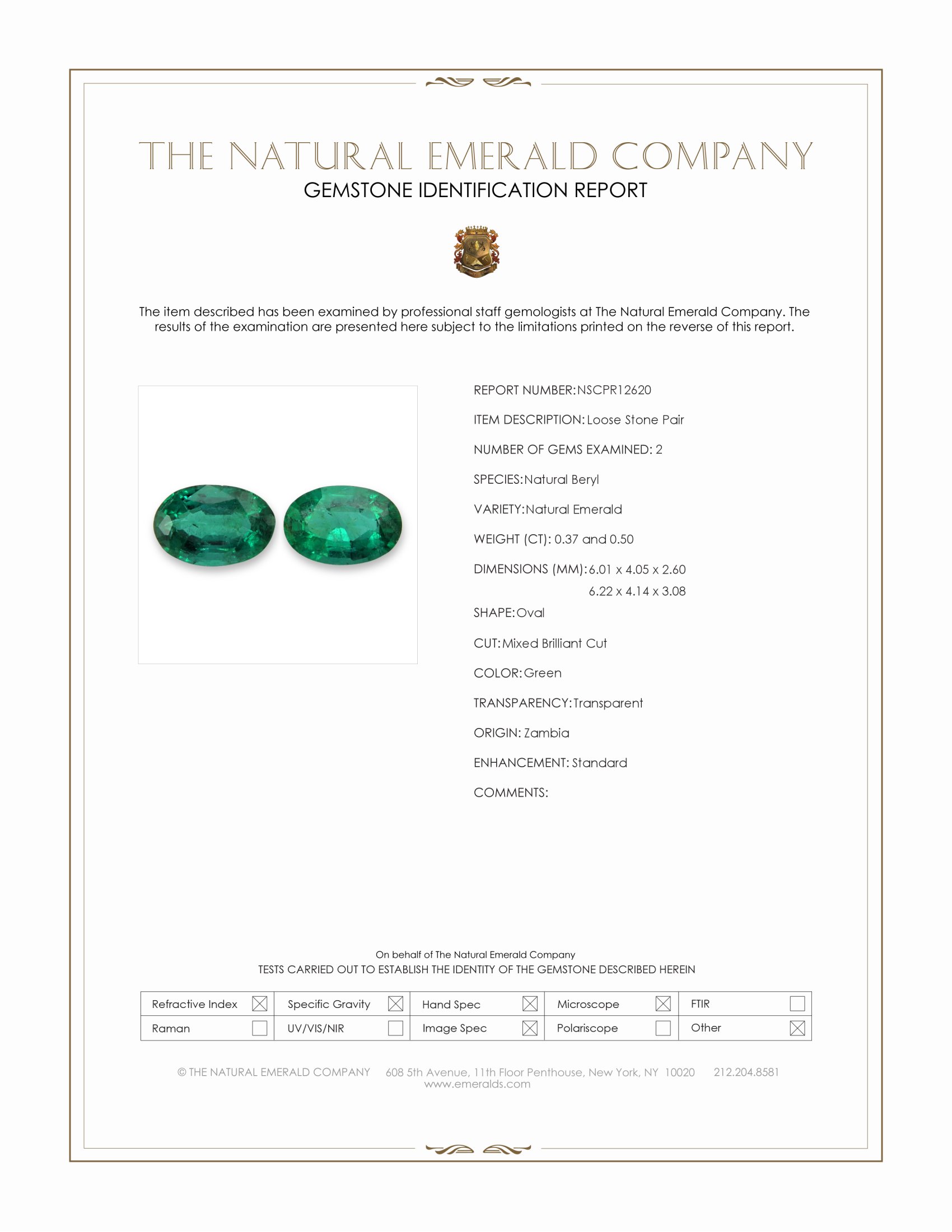0.87 Ct.Tw. Emerald Pair from Zambia
