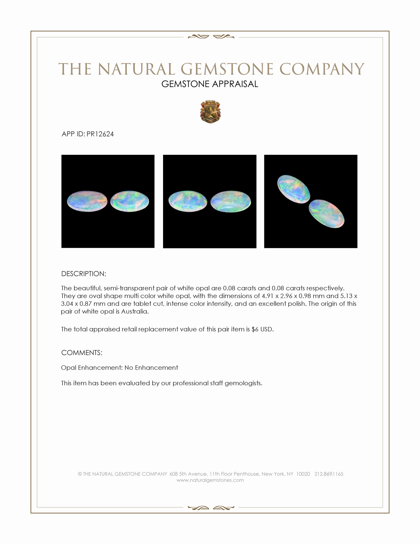 0.16 Ct.Tw. Multi Color Opal Pair from Australia