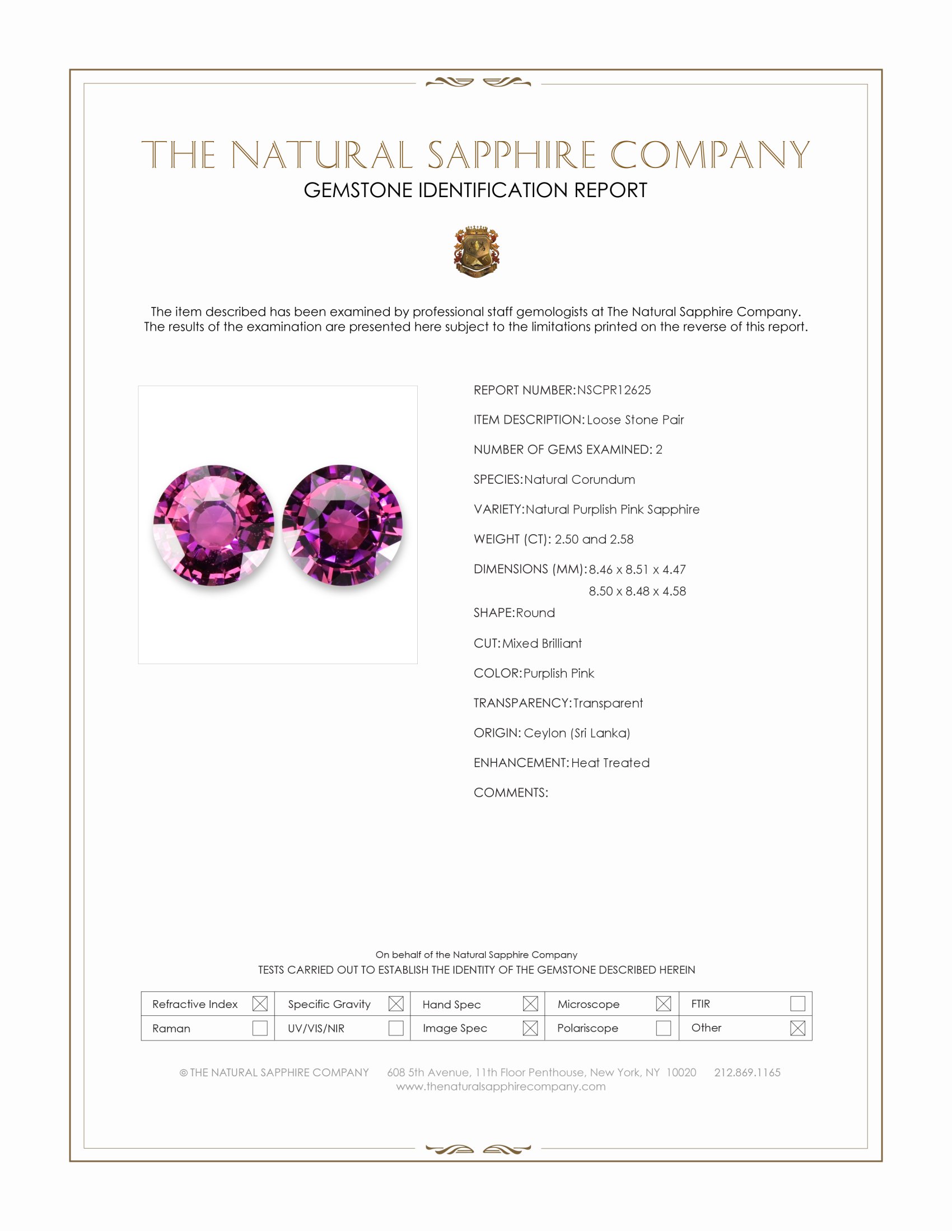 5.08 Ct.Tw. Purplish Pink Sapphire Pair from Ceylon (Sri Lanka)