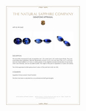 3.64 Ct.Tw.Total Carat Weight Blue Sapphire Pair from Ceylon (Sri Lanka) Appraisal