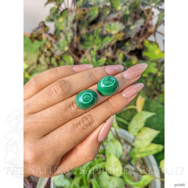 54.13 Ct.Tw. Cabochon Malachite Pair from Russia