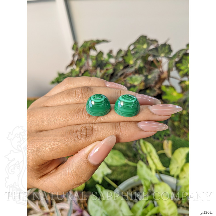 54.13 Ct.Tw. Cabochon Malachite Pair from Russia