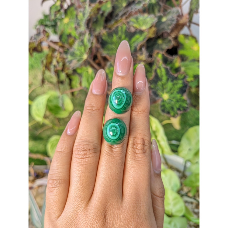 54.13 Ct.Tw. Cabochon Malachite Pair from Russia