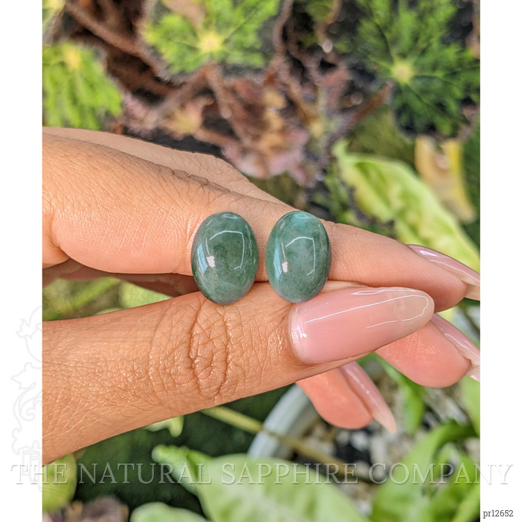 11.21 Ct.Tw. Cabochon Malachite Pair from Russia