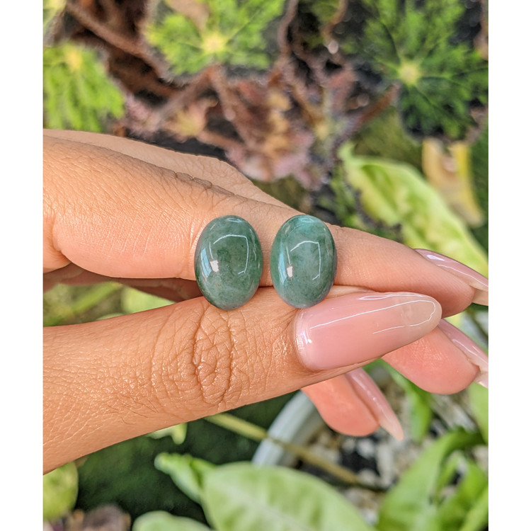 11.21 Ct.Tw. Cabochon Malachite Pair from Russia