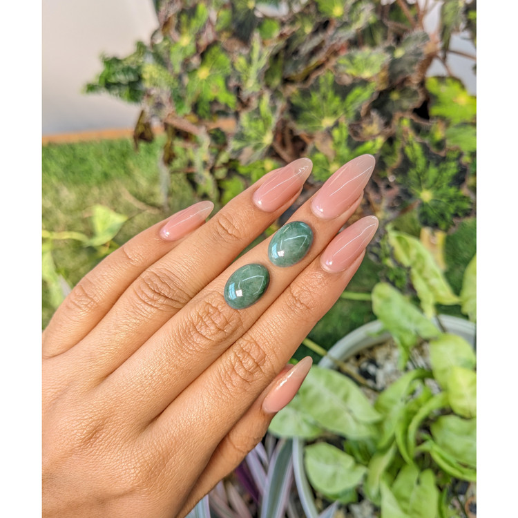 11.21 Ct.Tw. Cabochon Malachite Pair from Russia