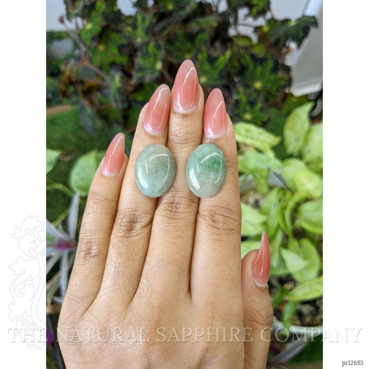 25.48 Ct.Tw. Cabochon Jade Pair from Burma (Myanmar)