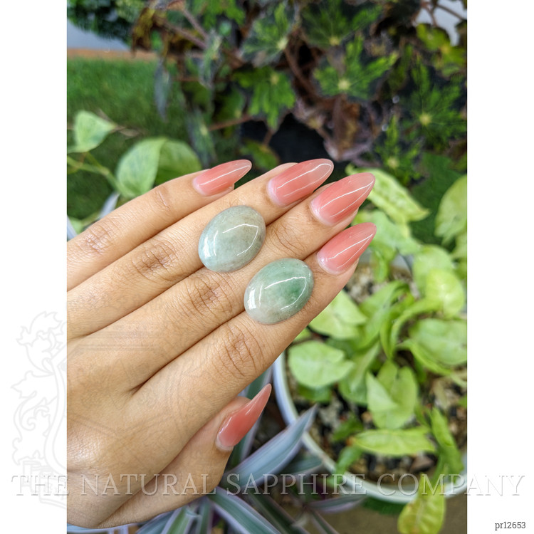 25.48 Ct.Tw. Cabochon Jade Pair from Burma (Myanmar)