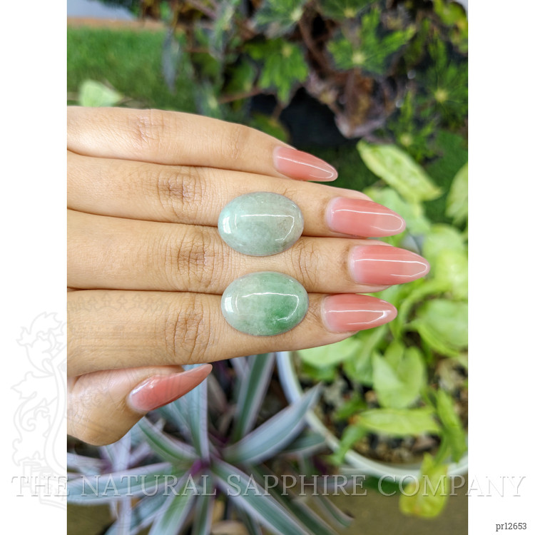 25.48 Ct.Tw. Cabochon Jade Pair from Burma (Myanmar)