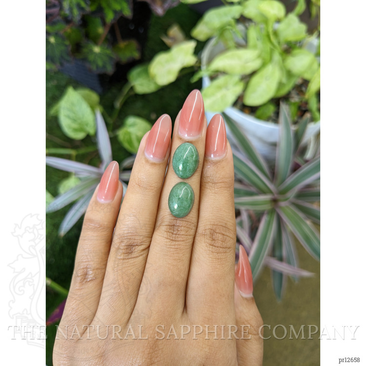 12.05 Ct.Tw. Cabochon Jade Pair from Burma (Myanmar)