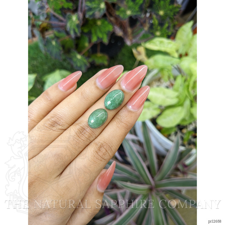 12.05 Ct.Tw. Cabochon Jade Pair from Burma (Myanmar)