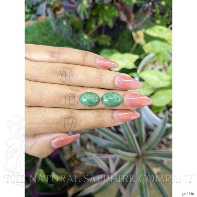 12.05 Ct.Tw. Cabochon Jade Pair from Burma (Myanmar)
