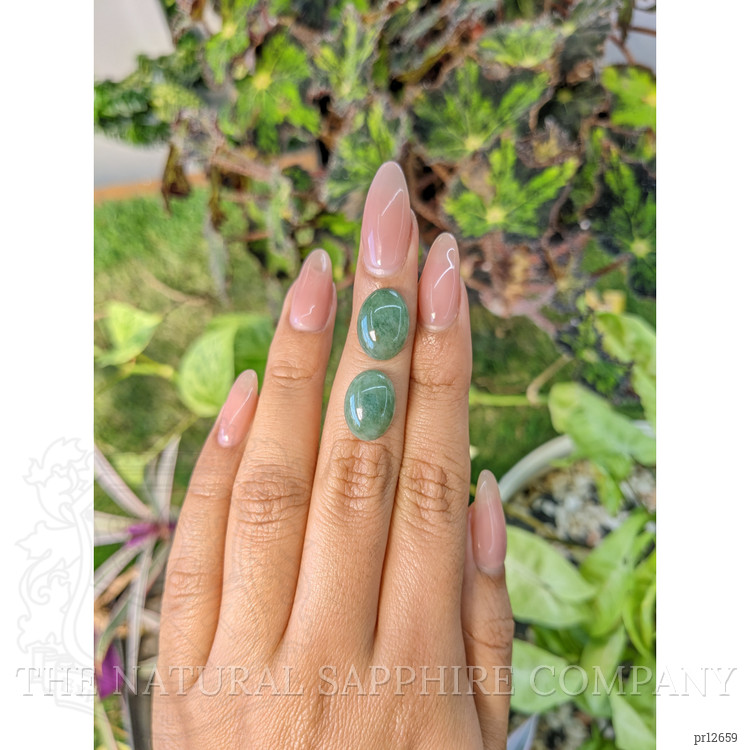 10.64 Ct.Tw. Cabochon Jade Pair from Burma (Myanmar)