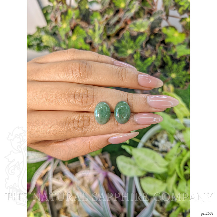 10.64 Ct.Tw. Cabochon Jade Pair from Burma (Myanmar)