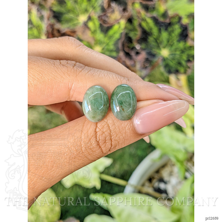 10.64 Ct.Tw. Cabochon Jade Pair from Burma (Myanmar)