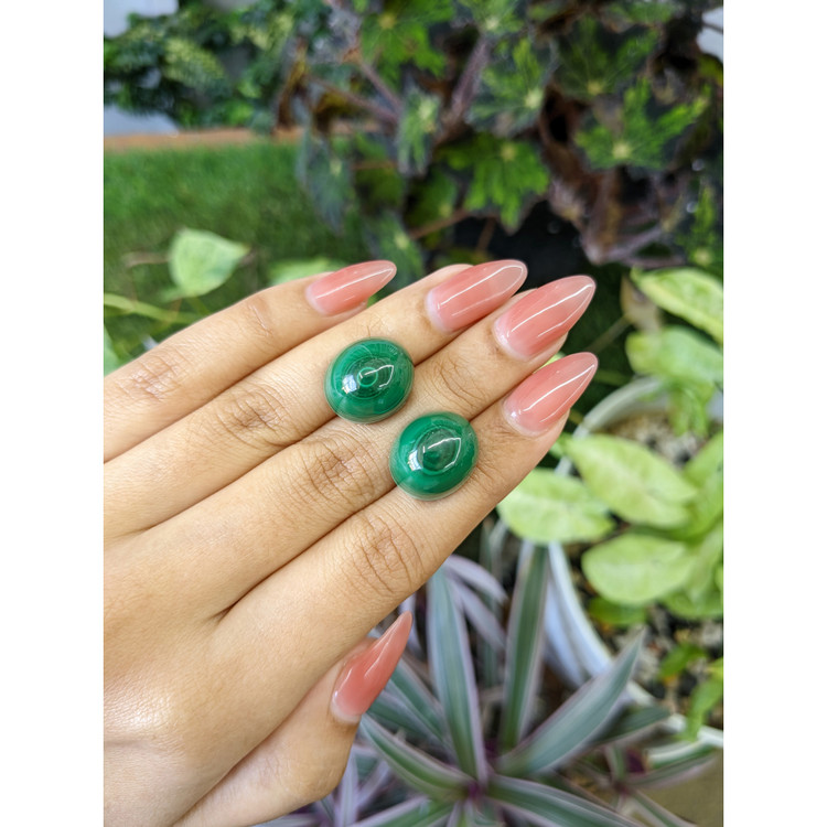 52.51 Ct.Tw. Cabochon Malachite Pair from Russia