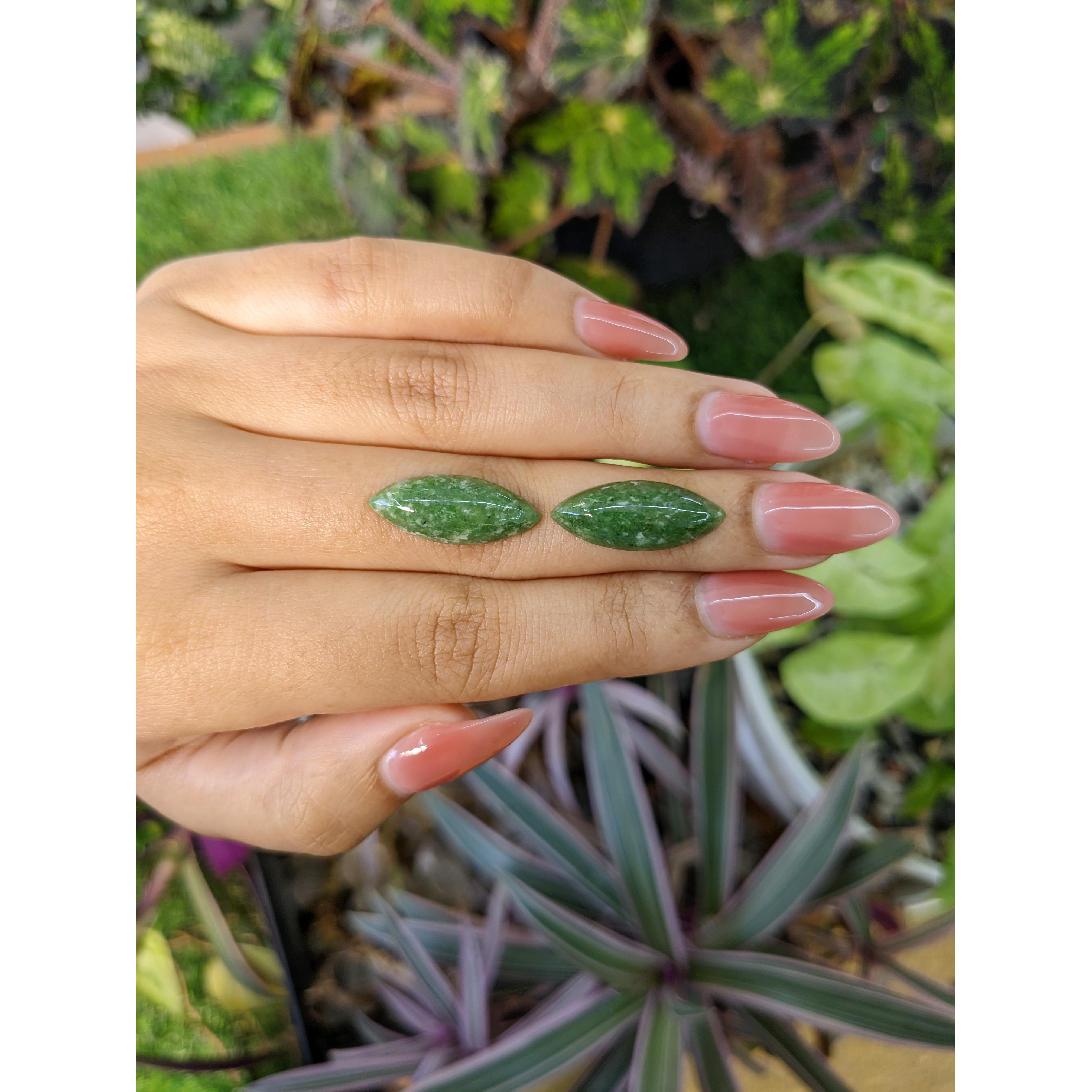 Green Cabochon Jade Pair - Marquise 12.25 Ct. - #PR12663 | The
