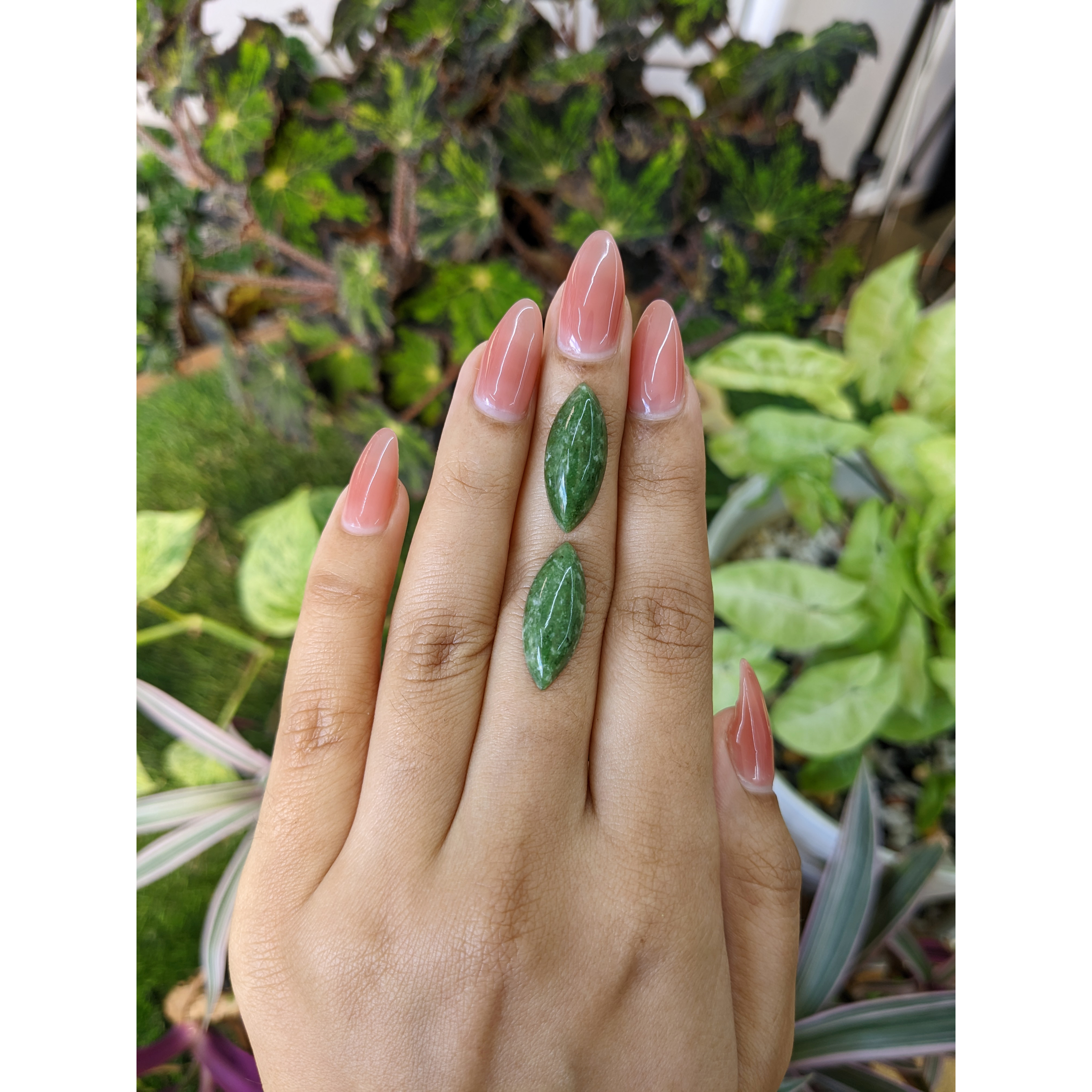 Green Cabochon Jade Pair - Marquise 12.25 Ct. - #PR12663 | The