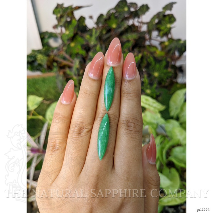 13.82 Ct.Tw. Cabochon Jade Pair from Burma (Myanmar)