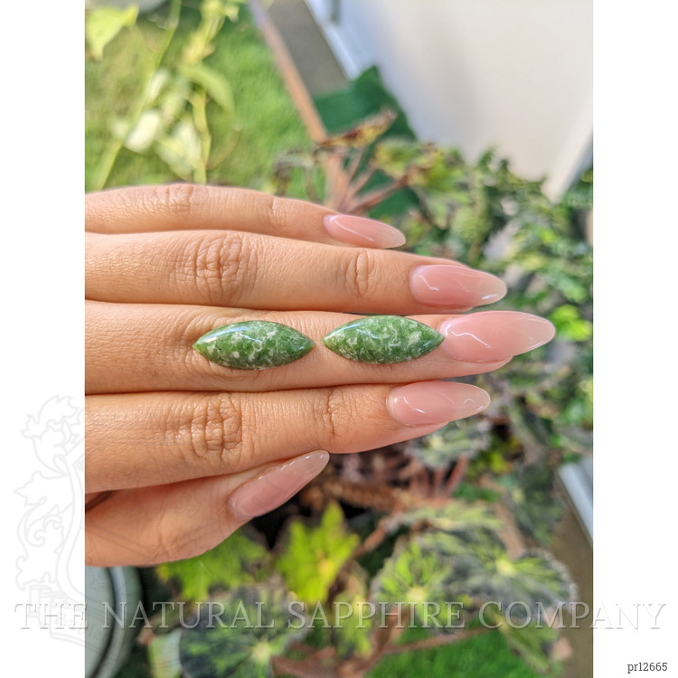 12.54 Ct.Tw. Cabochon Jade Pair from Burma (Myanmar)