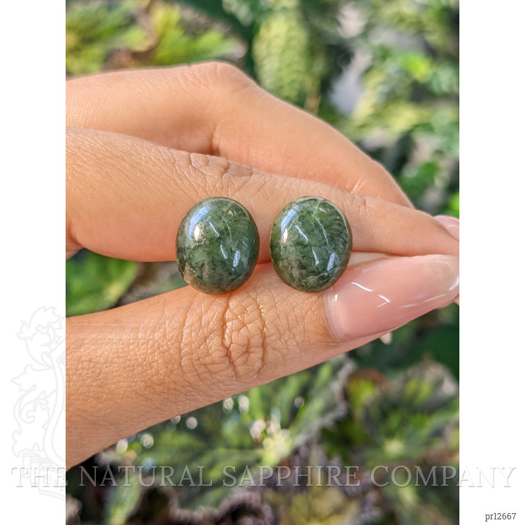 13.87 Ct.Tw. Cabochon Jade Pair from Burma (Myanmar)