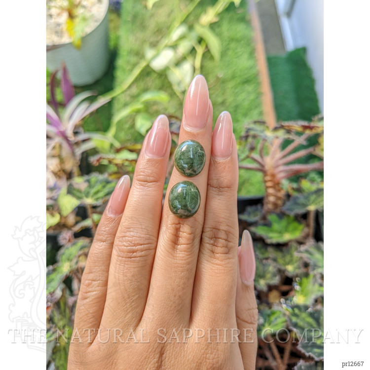 13.87 Ct.Tw. Cabochon Jade Pair from Burma (Myanmar)