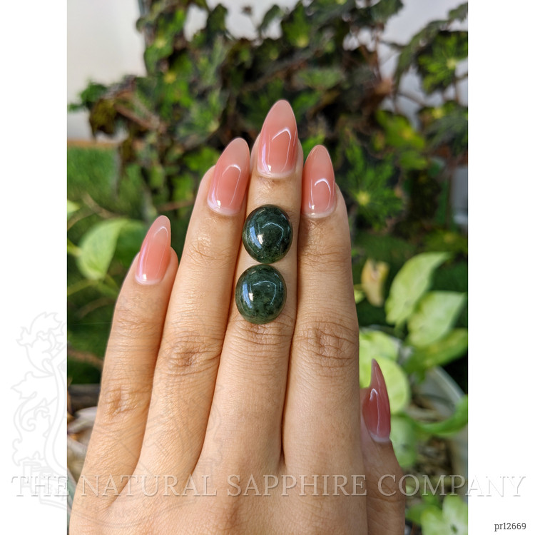 14.27 Ct.Tw. Cabochon Jade Pair from Burma (Myanmar)