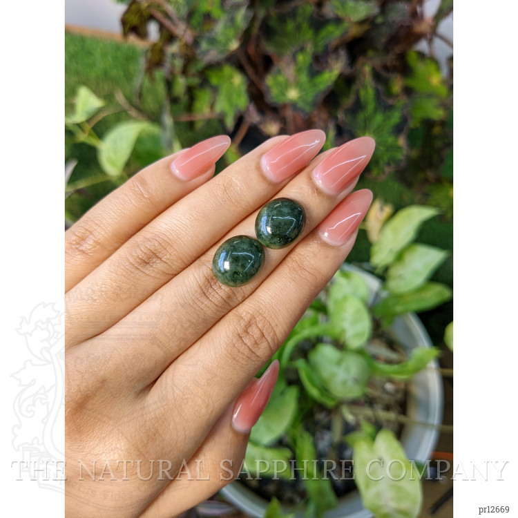 14.27 Ct.Tw. Cabochon Jade Pair from Burma (Myanmar)
