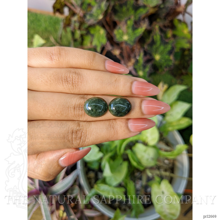 14.27 Ct.Tw. Cabochon Jade Pair from Burma (Myanmar)