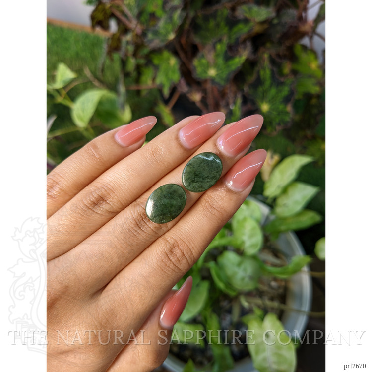 11.60 Ct.Tw. Cabochon Jade Pair from Burma (Myanmar)