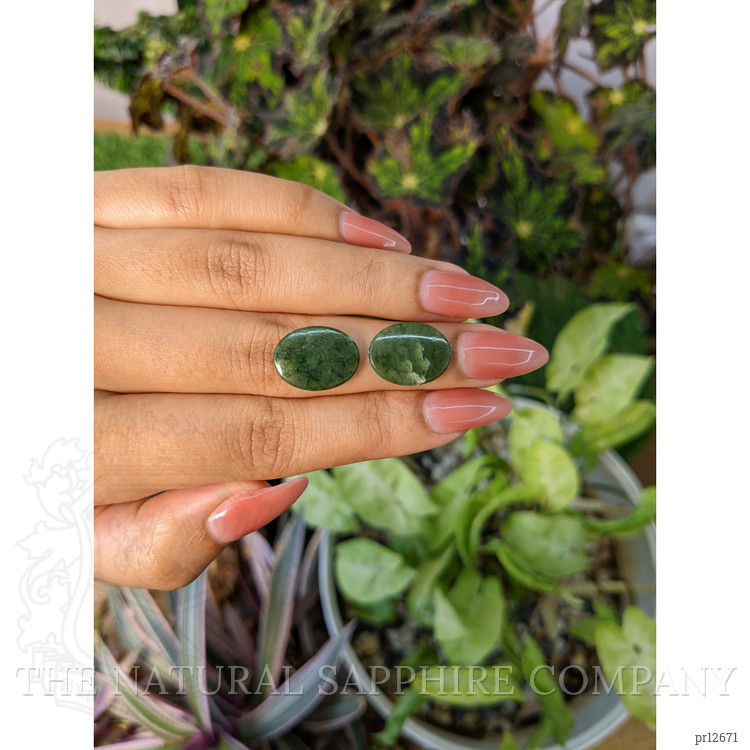 12.19 Ct.Tw. Cabochon Jade Pair from Burma (Myanmar)