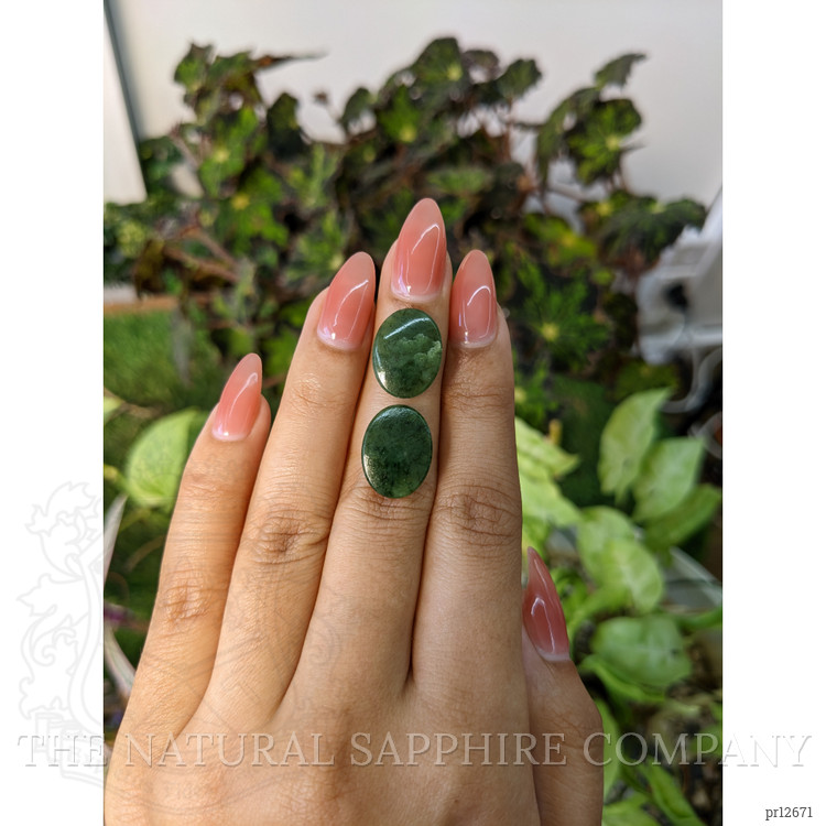 12.19 Ct.Tw. Cabochon Jade Pair from Burma (Myanmar)