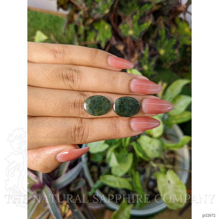 12.11 Ct.Tw. Cabochon Jade Pair from Burma (Myanmar)