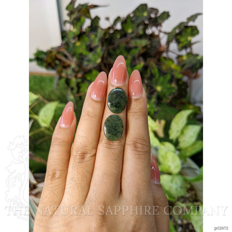 12.11 Ct.Tw. Cabochon Jade Pair from Burma (Myanmar)
