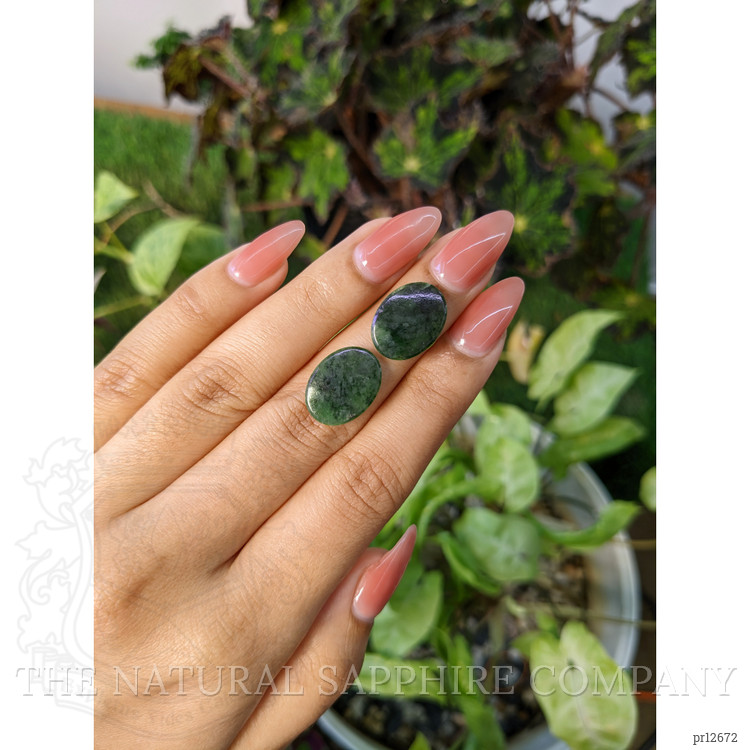 12.11 Ct.Tw. Cabochon Jade Pair from Burma (Myanmar)