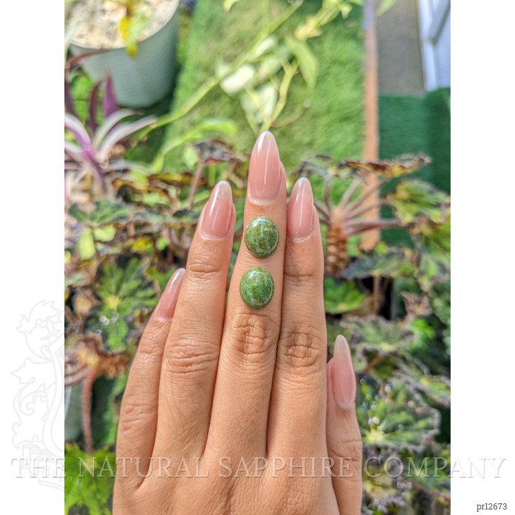 9.16 Ct.Tw. Cabochon Jade Pair from Burma (Myanmar)