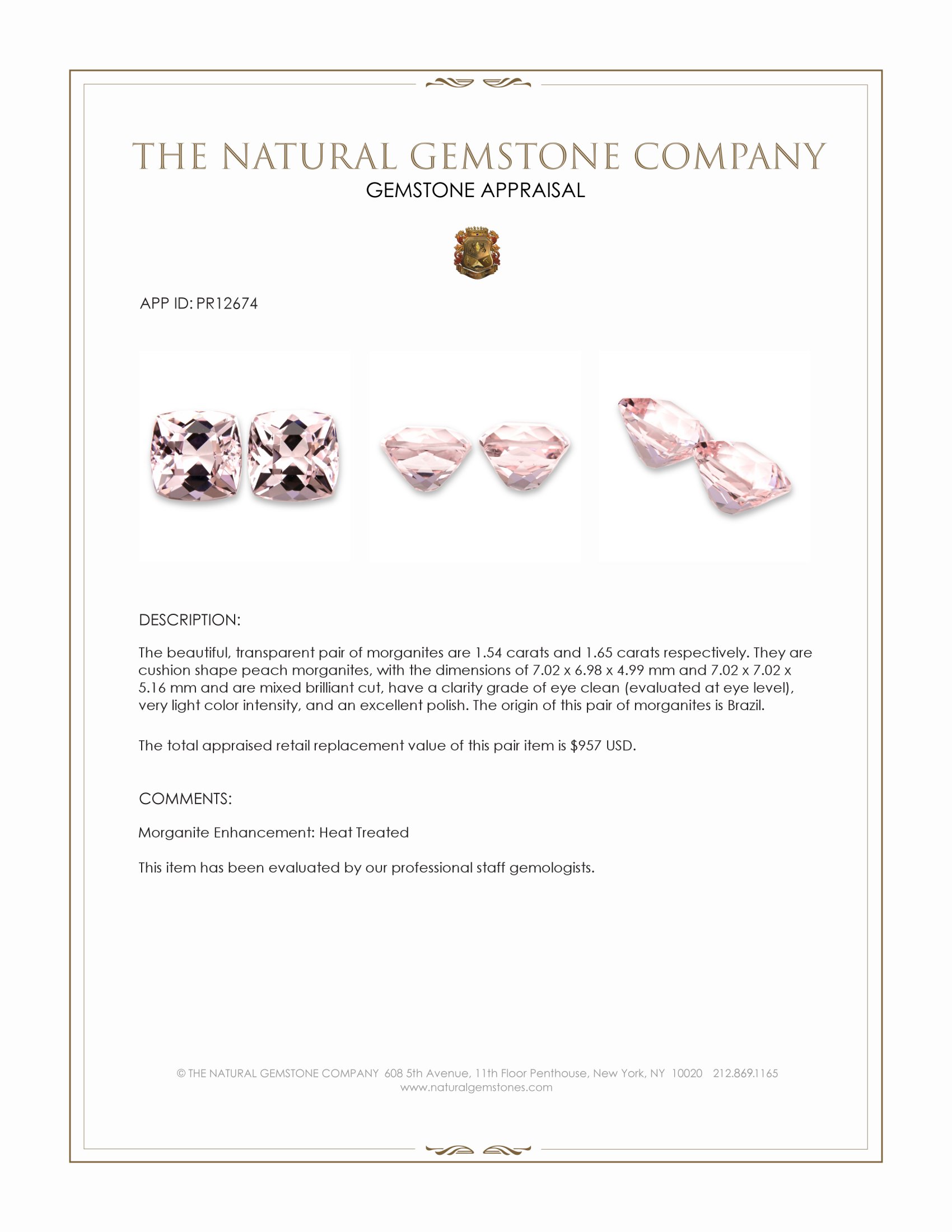 3.19 Ct.Tw. Peach Morganite Pair from Brazil