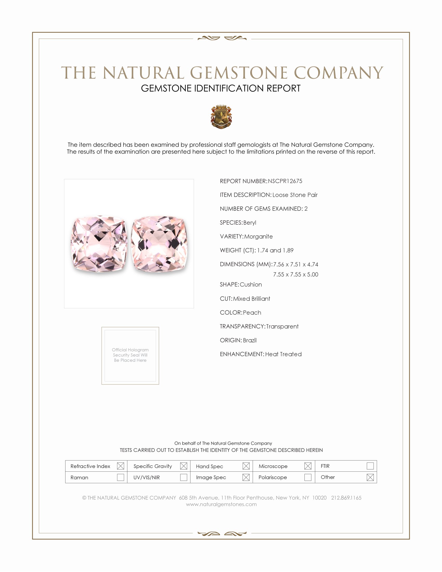 3.63 Ct.Tw. Morganite Pair from Brazil