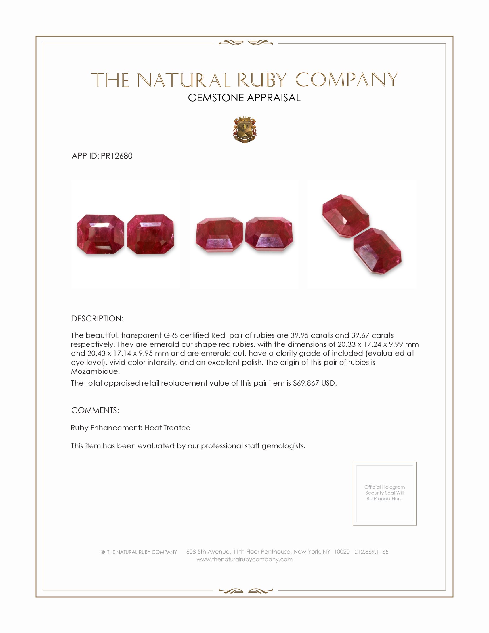 79.62 Ct.Tw. Ruby Pair from Mozambique