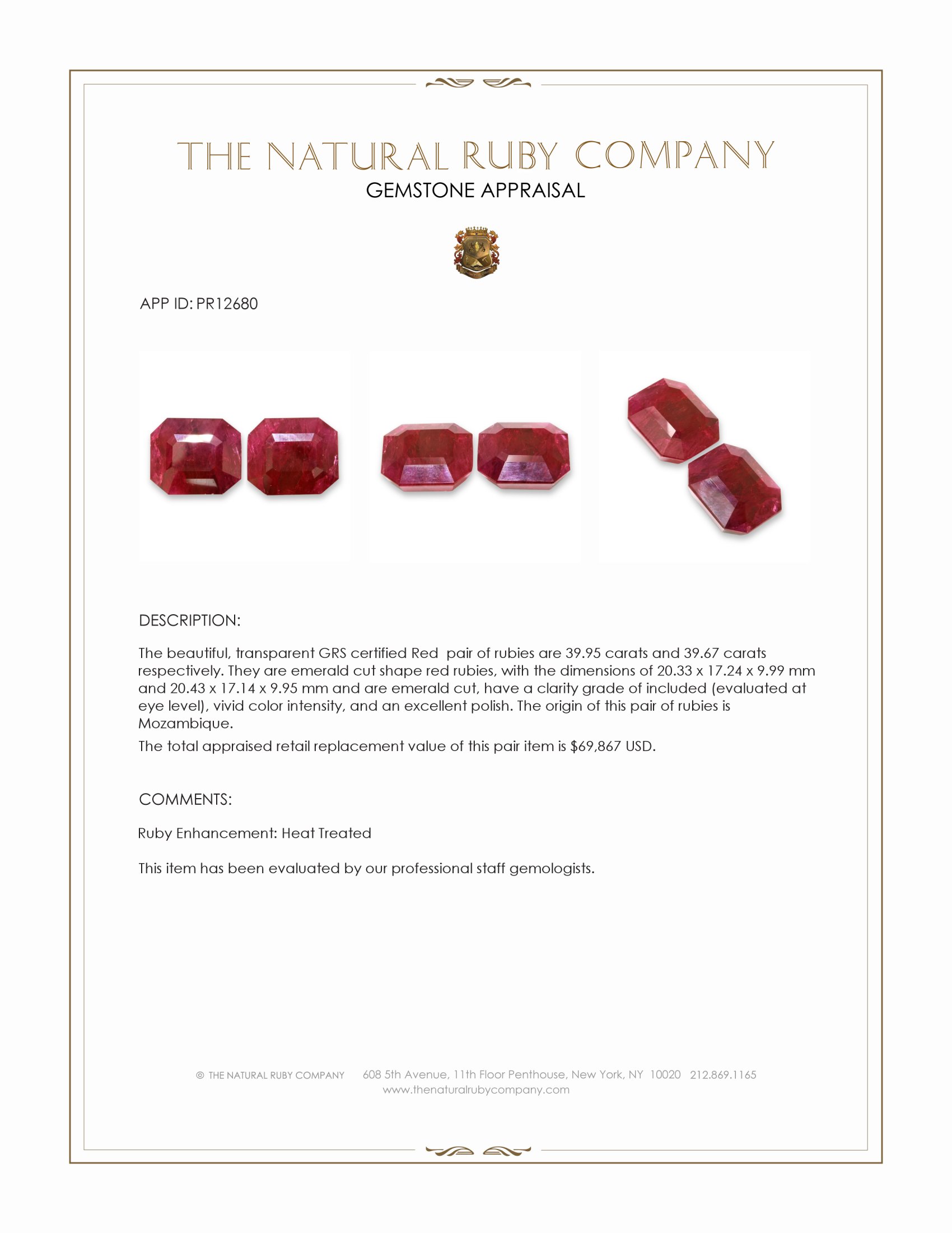 79.62 Ct.Tw. Ruby Pair from Mozambique