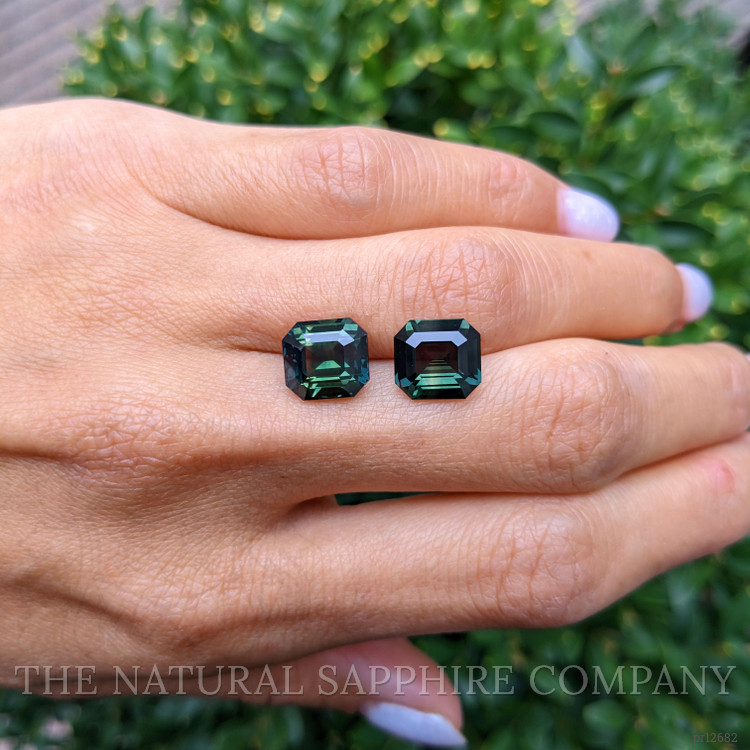 9.27 Ct.Tw. Brownish Green Sapphire Pair from Ceylon (Sri Lanka)