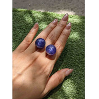 80.00&nbsp;Ct.Tw.Total Carat Weight Violetish Blue Cabochon Tanzanite Pair from Tanzania Life Style