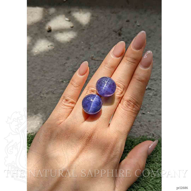 80.00 Ct.Tw. Violetish Blue Cabochon Tanzanite Pair from Tanzania
