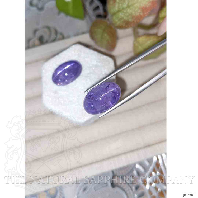 34.74 Ct.Tw. Violet Cabochon Tanzanite Pair from Tanzania