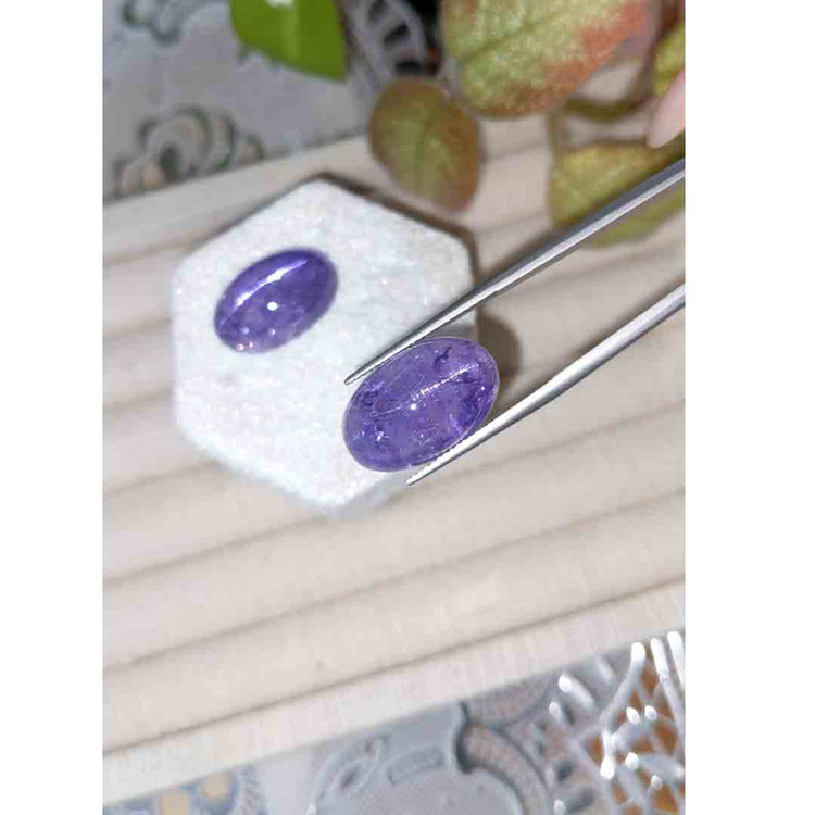 34.74 Ct.Tw. Violet Cabochon Tanzanite Pair from Tanzania
